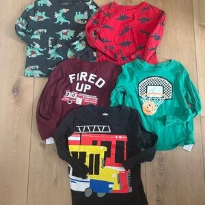 Old Navy Kids Long Sleeve Tees - Dinosaur, Fire Truck, Basketball Designs